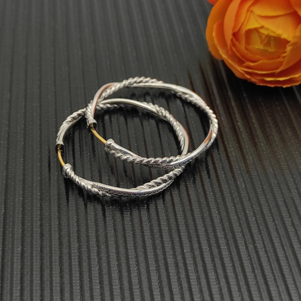David Yurman Twisted Leaf Hoop Earrings